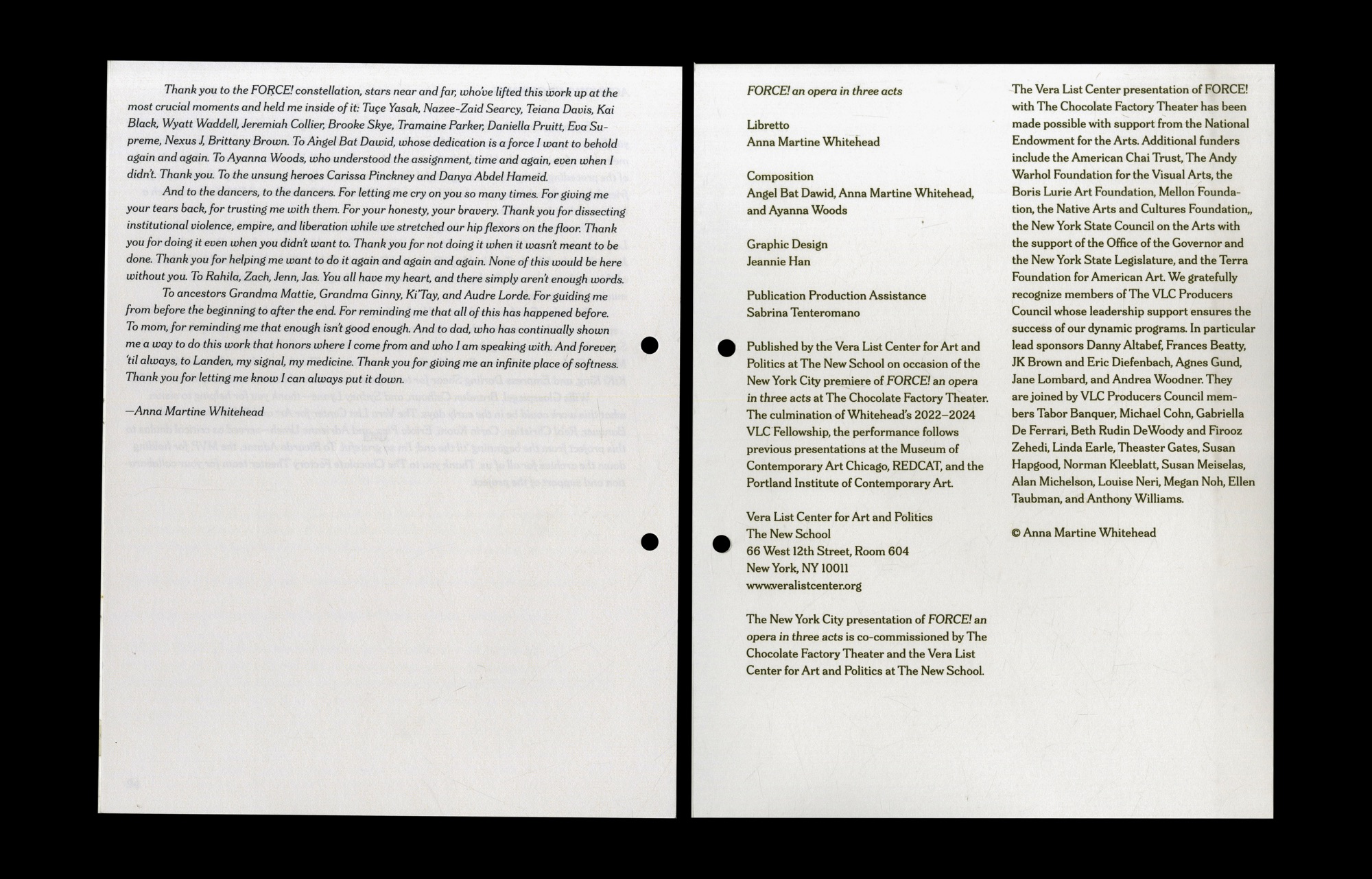 FORCE! acknowledgements and credits
