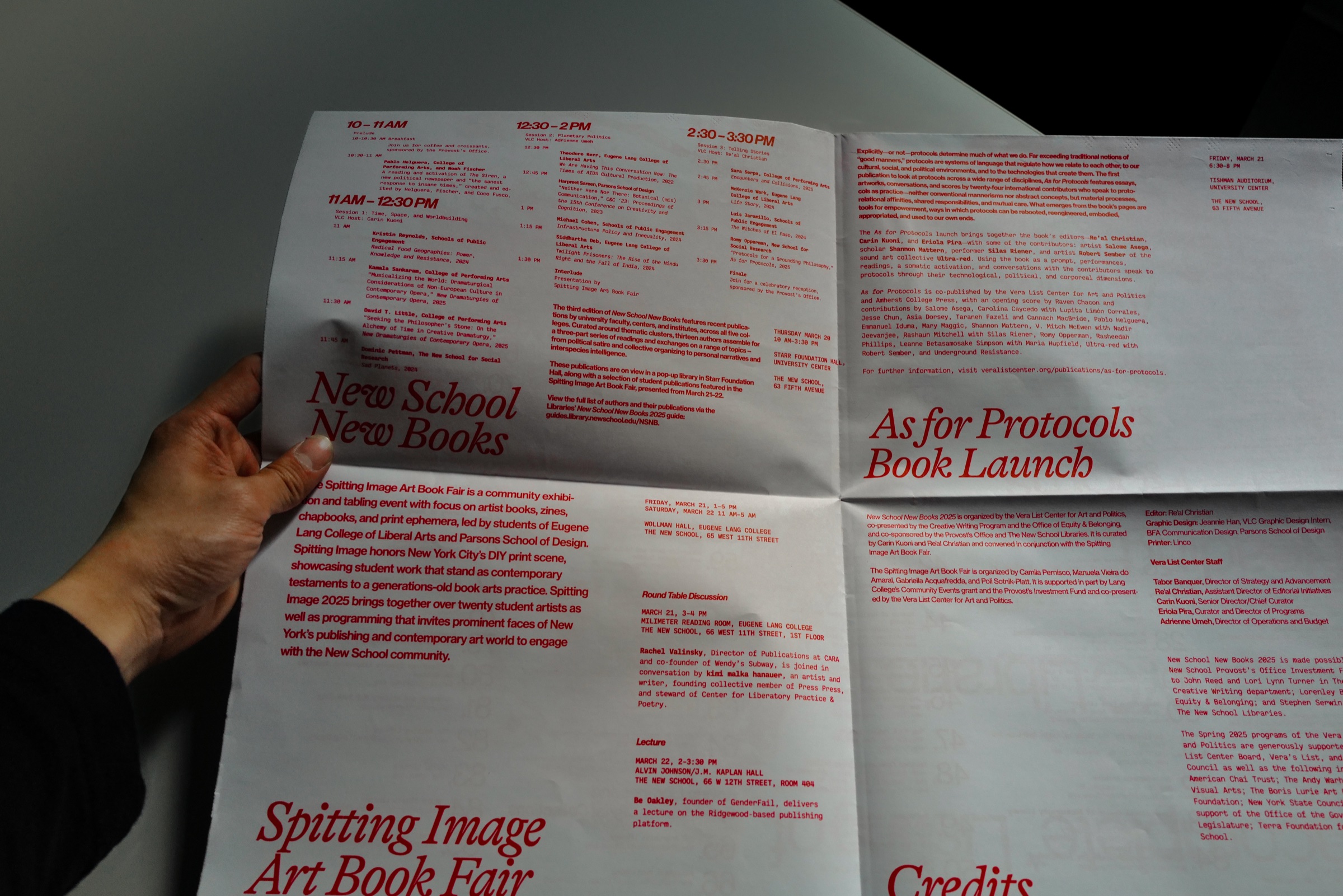 New School New Books 2025 broadsheet in hand